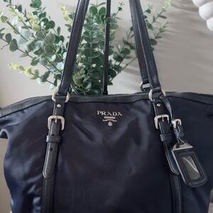 Prada Elegant Deep Blue Tote Bag